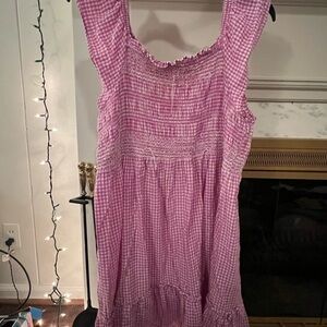 Terra & Sky Pink Gingham Smocked Tank